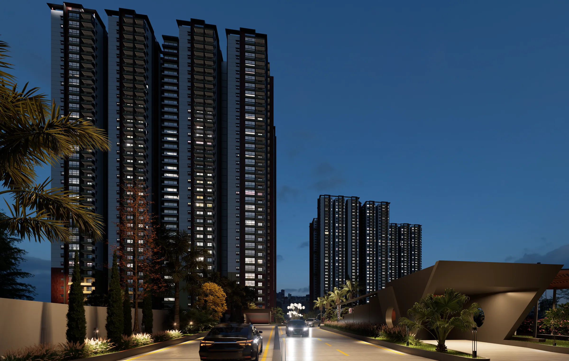 Towers at night