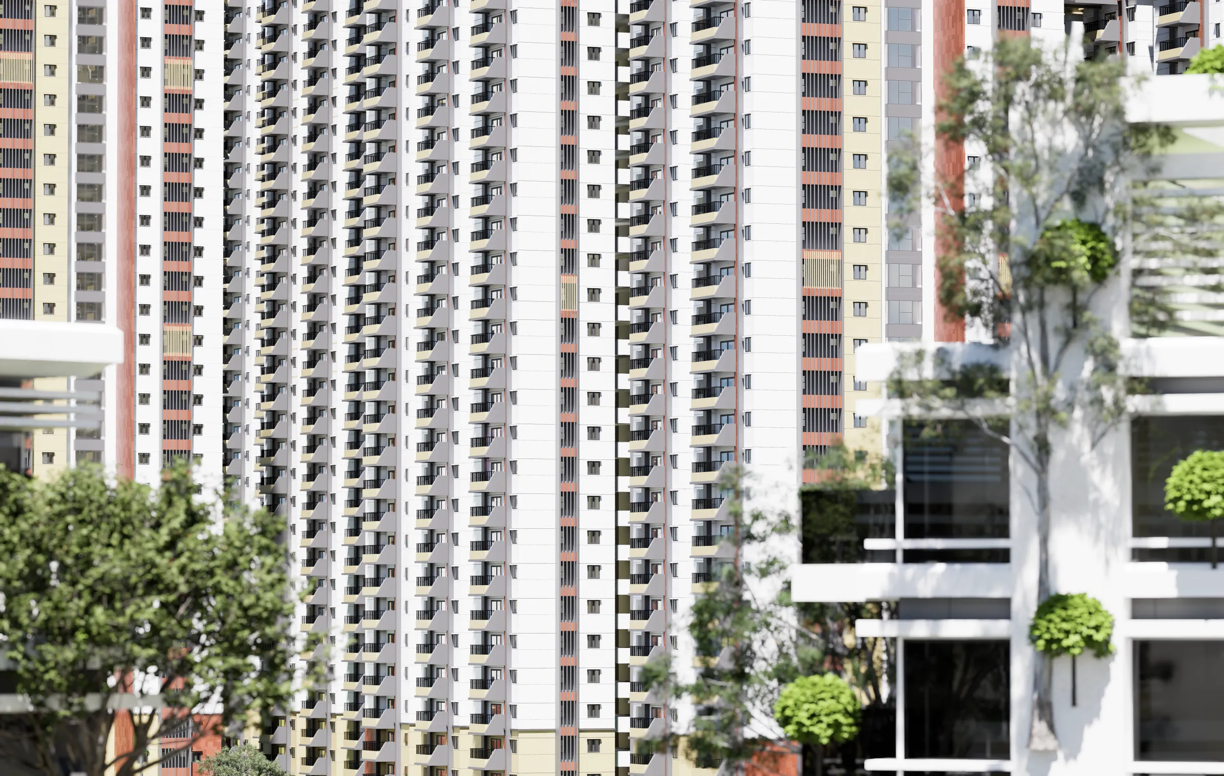 Tower facade with sky gardens