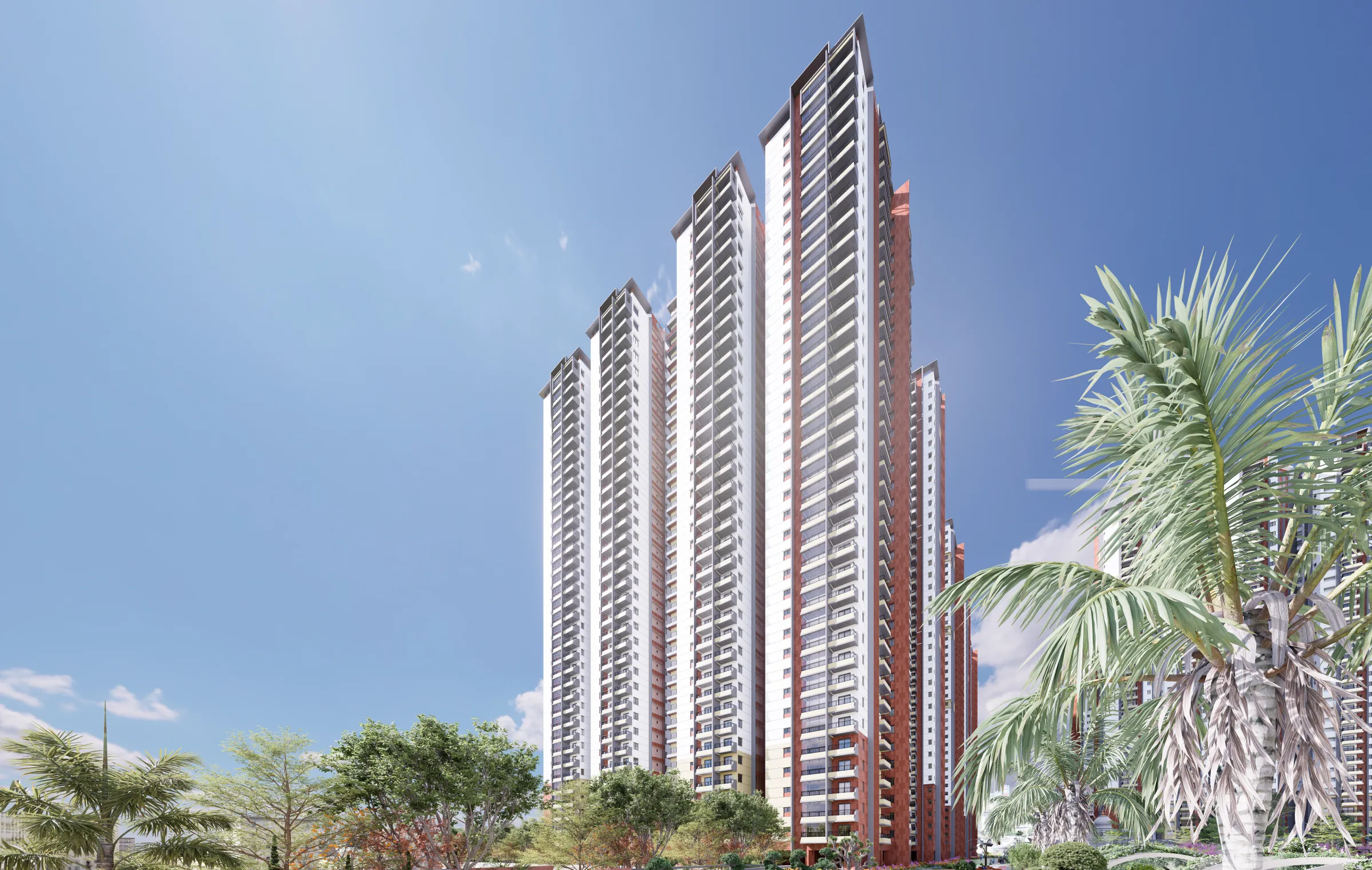 Tower rising above the palms